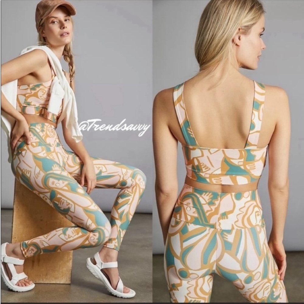 Anthropologie Dazey LA Ani Abstract Print Leggings Set XS Matching Activewear